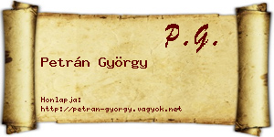 Petrán György névjegykártya